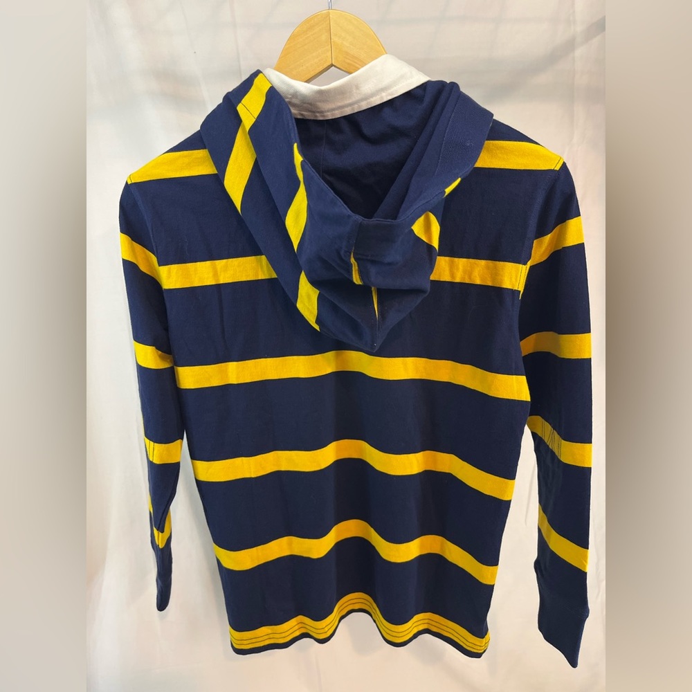 POLO Ralph Lauren Hooded Rugby Shirt; boys Med (10-12); 1/4 Button; White Collar - Picture 8 of 15